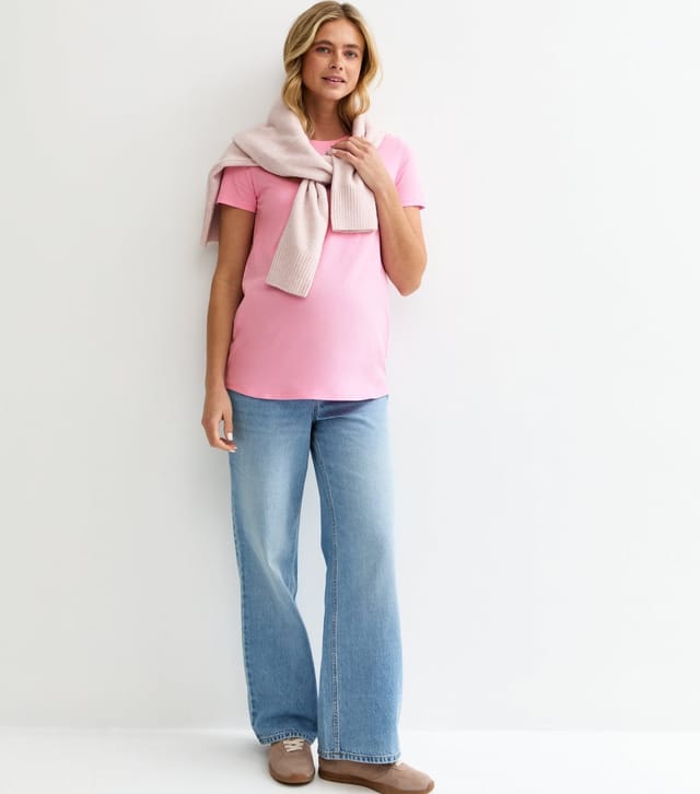 New Look Women's Maternity Bright Pink Crew Neck T-Shirt New Look - 3