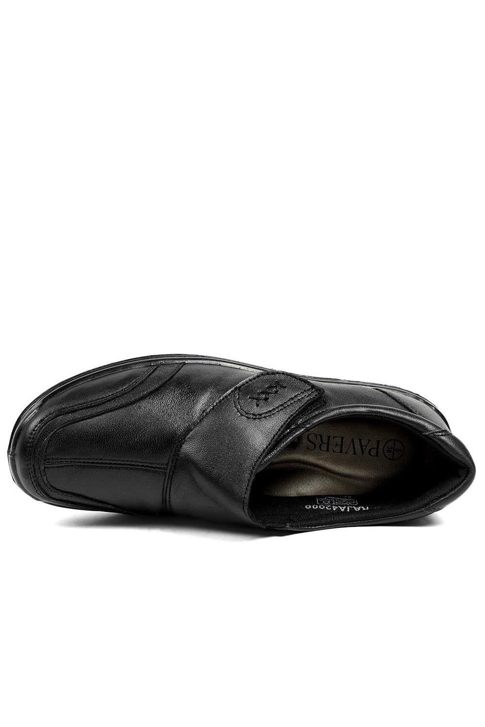 Pavers Pavers Women's Wide Fit Leather Touch Fasten Monk Shoes in Black - 4