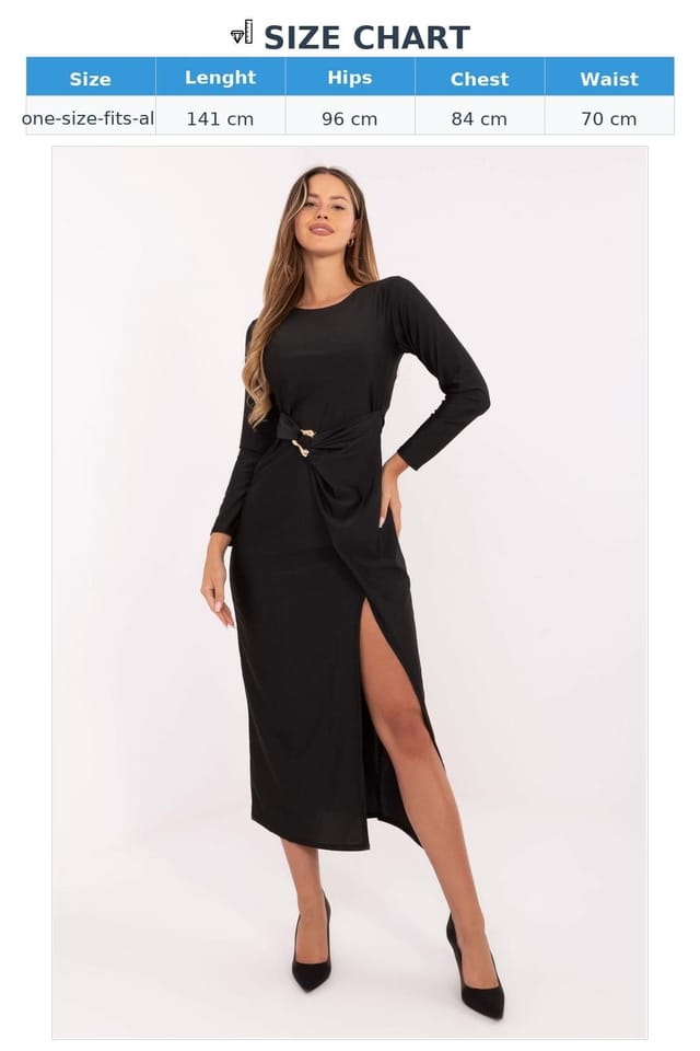 Love Lace Love Lace Women's Elegant Midi Envelope Evening Dress in Black - 3