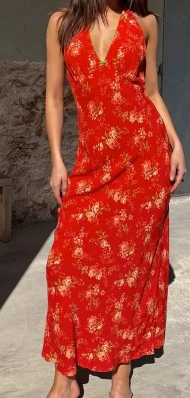 Never Fully Dressed Never fully dressed red floral halter neck dress size 14