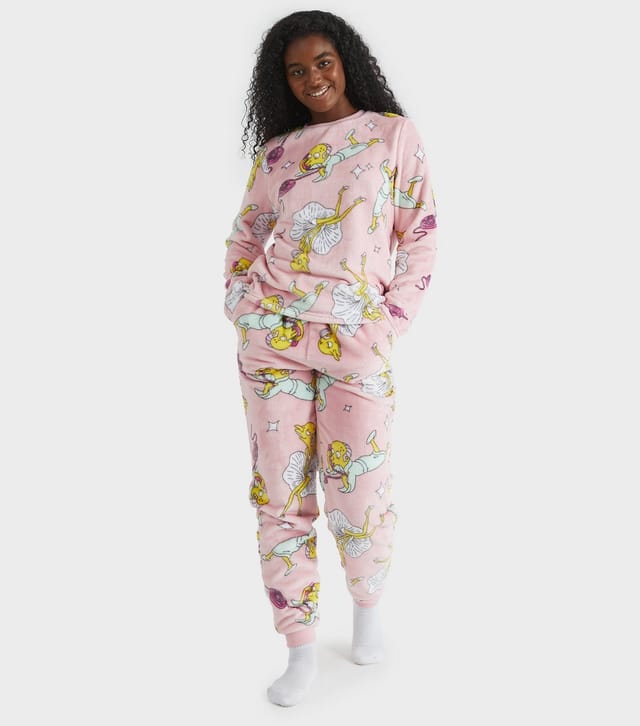 Skinnydip Women's Light Pink The Simpsons Mr Burns Fleece Pyjama Set Skinnydip New Look - 2