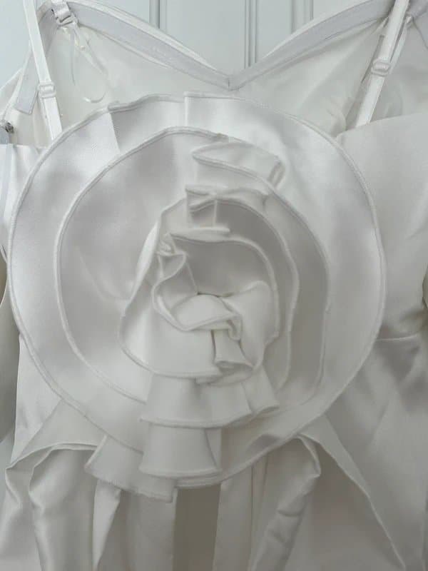 ASOS ASOS luxe bardot corsetted mini skater dress with corsage drape in white