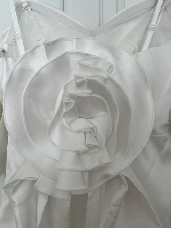 ASOS ASOS luxe bardot corsetted mini skater dress with corsage drape in white - 1