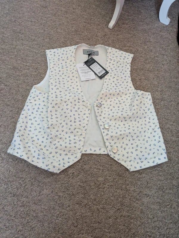 New Look Floral Denim Waistcoat