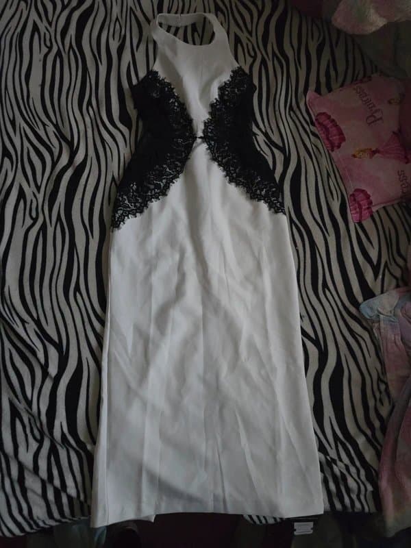 Innovare denim BNWT Innovare Denim Barret Butterfly Lace Split Midi Dress  size M