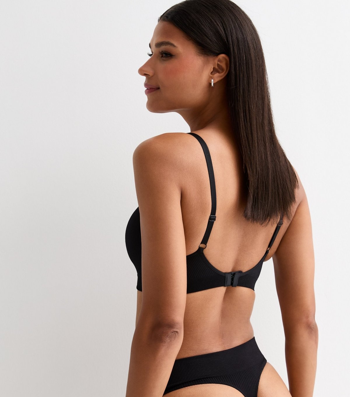 New Look Women's Black Soft-Rib Nonwired Seamless Bra New Look - 4