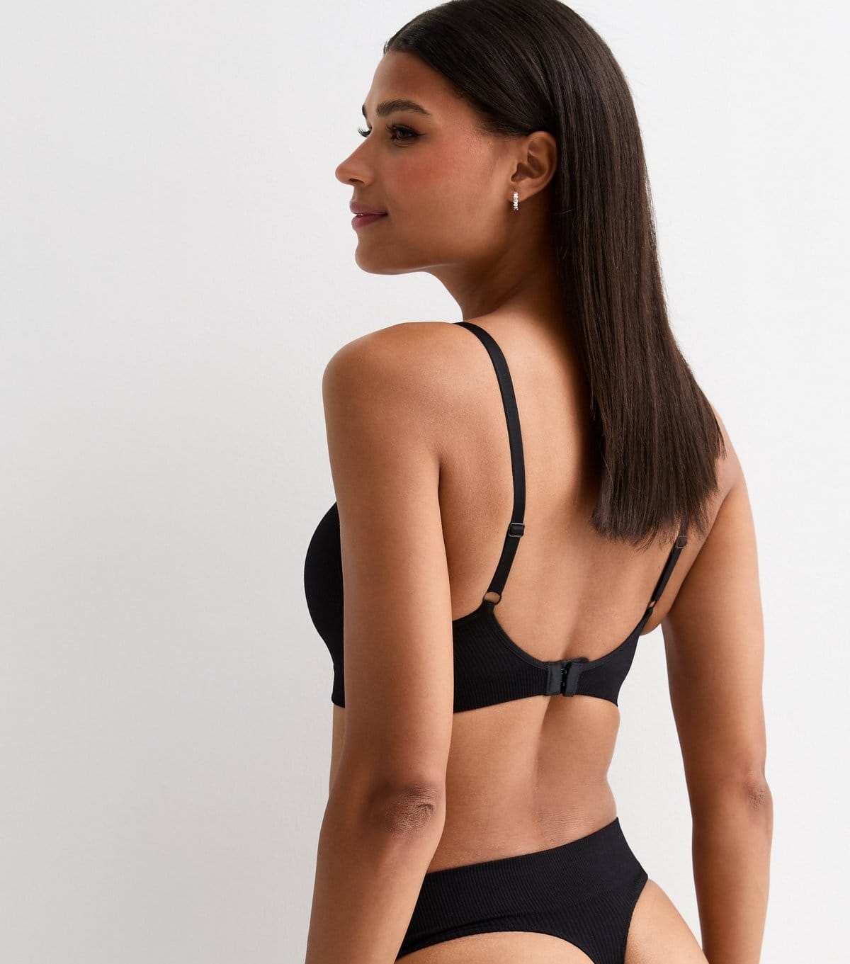 New Look Women's Black Soft-Rib Nonwired Seamless Bra New Look - 4