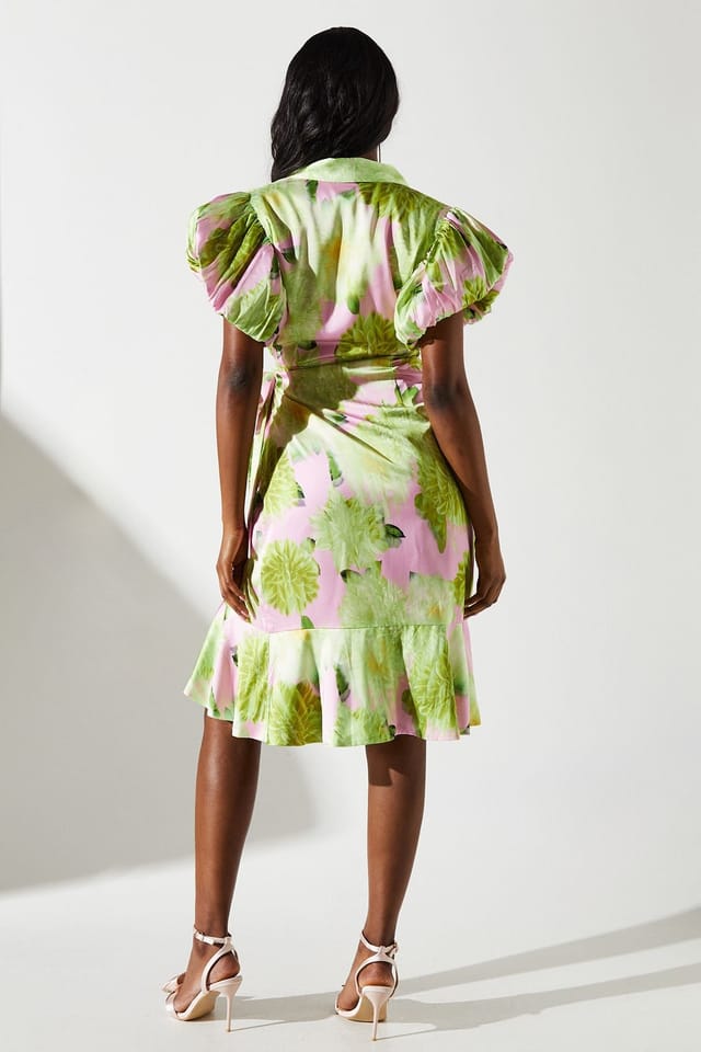 Coast Coast Women's Blurred Floral Satin Wrap Dress - 3