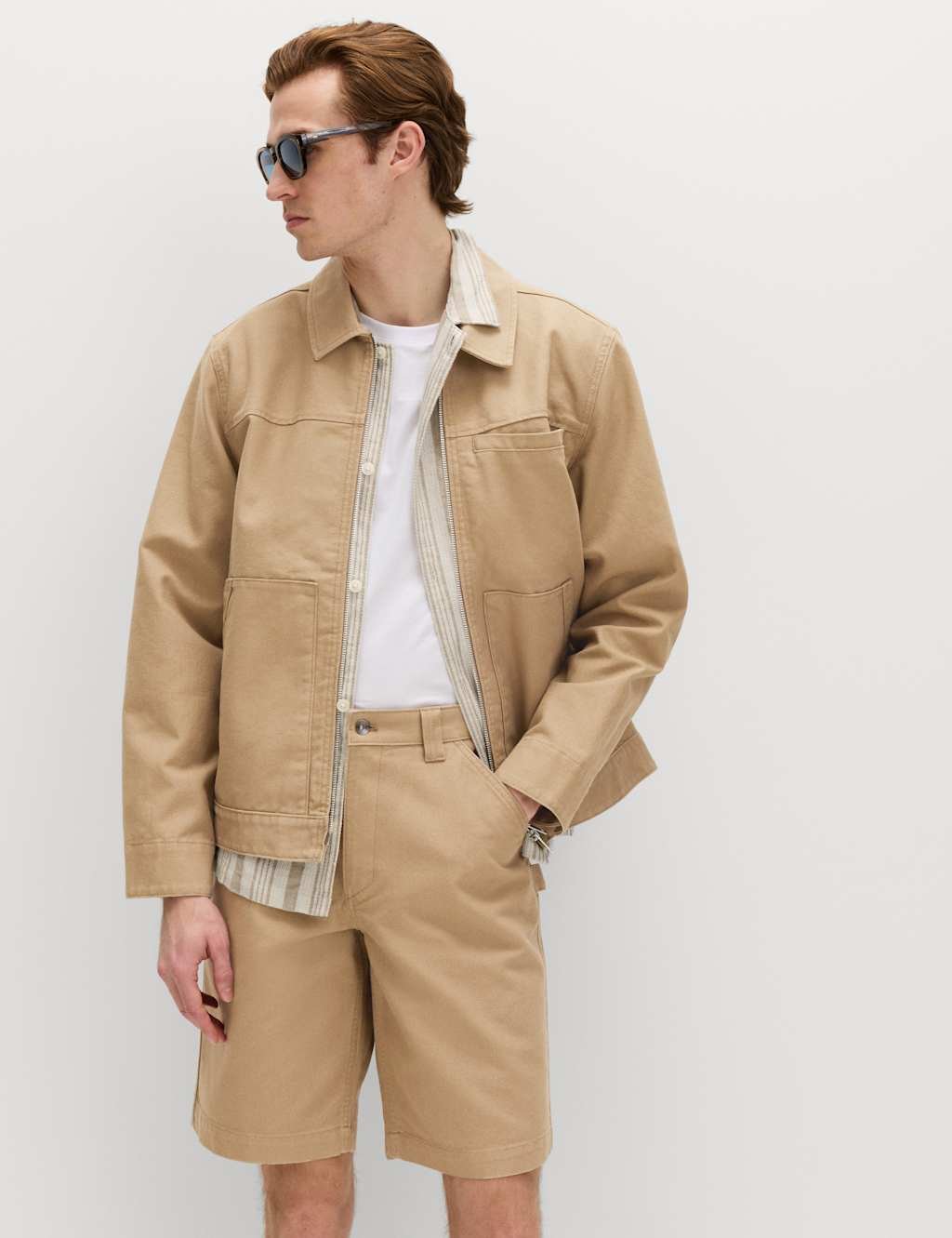 Marks & Spencer M&S Loose Fit Pure Cotton Utility Shorts Toffee - 2