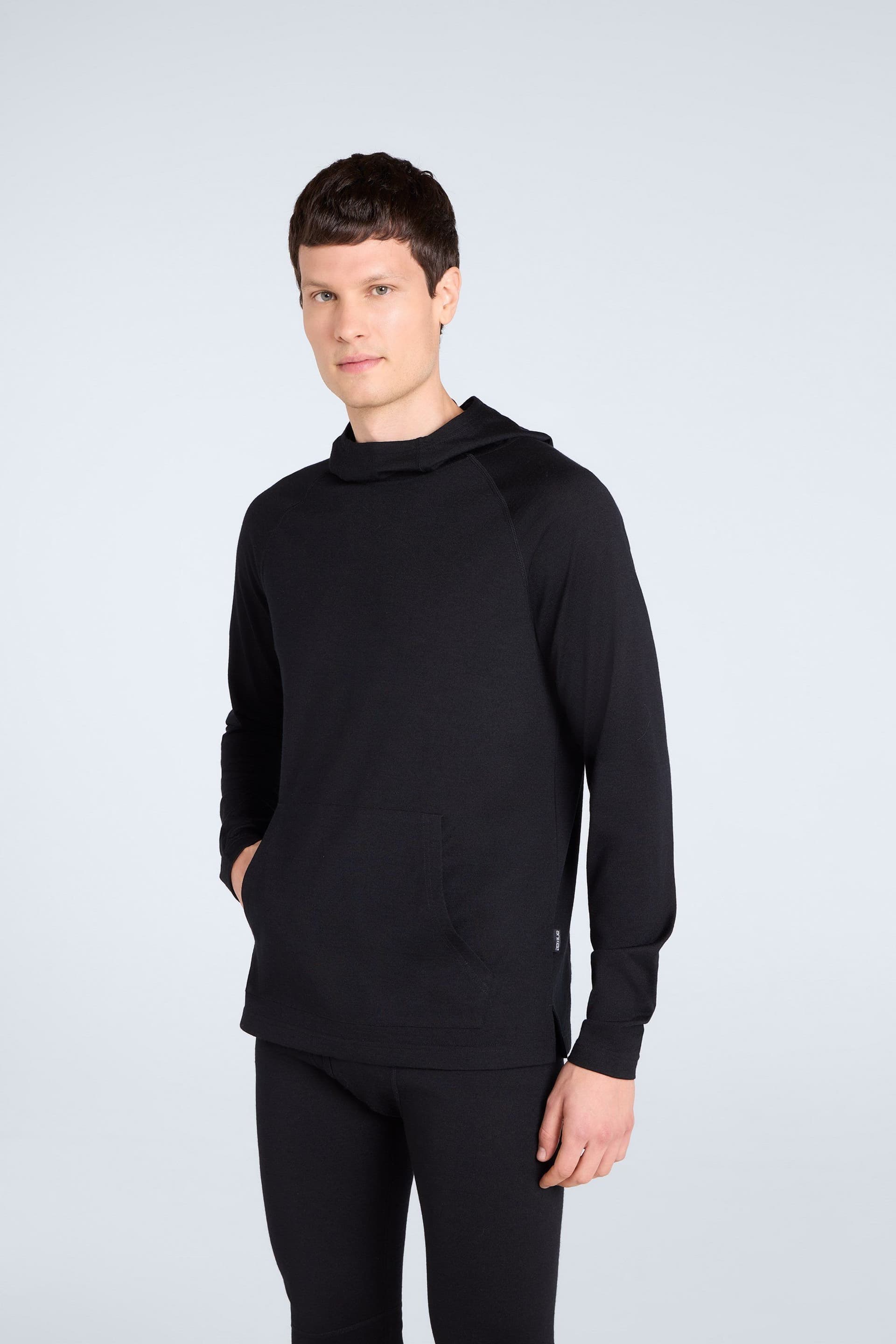 Animal Animal Men's Soft Lightweight Breathable Comfortable Warm Casual Merino Hoodie in Black