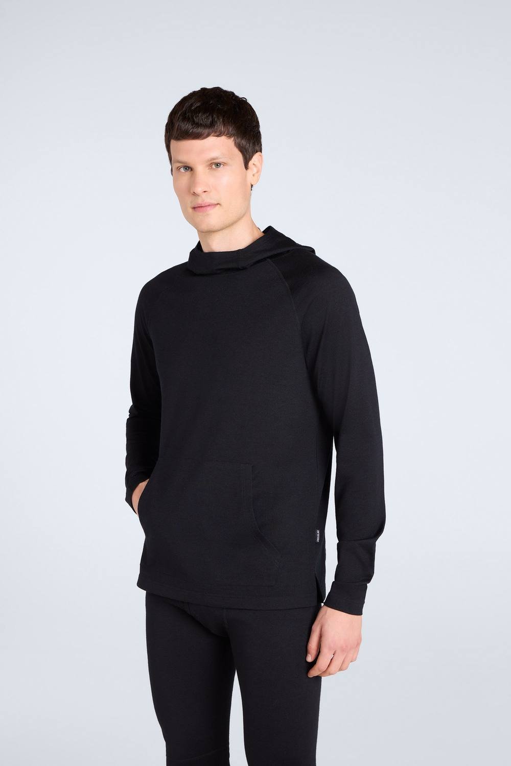 Animal Animal Men's Soft Lightweight Breathable Comfortable Warm Casual Merino Hoodie in Black - 2