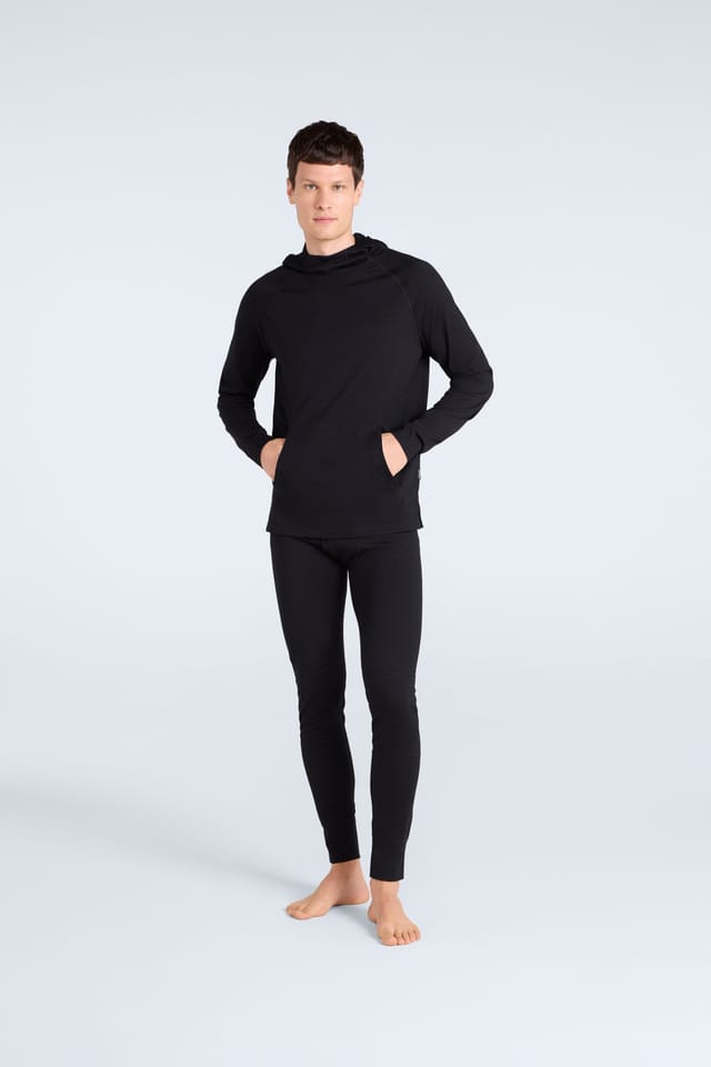 Animal Animal Men's Soft Lightweight Breathable Comfortable Warm Casual Merino Hoodie in Black - 2