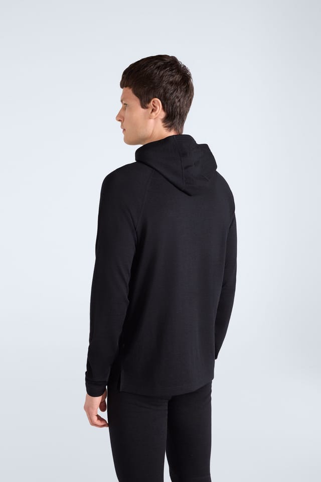 Animal Animal Men's Soft Lightweight Breathable Comfortable Warm Casual Merino Hoodie in Black - 3