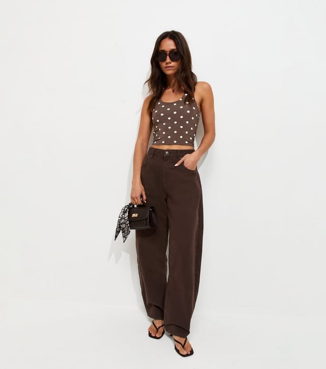 New Look Women's Brown Jersey Spot Print Halter Neck Top New Look - 3