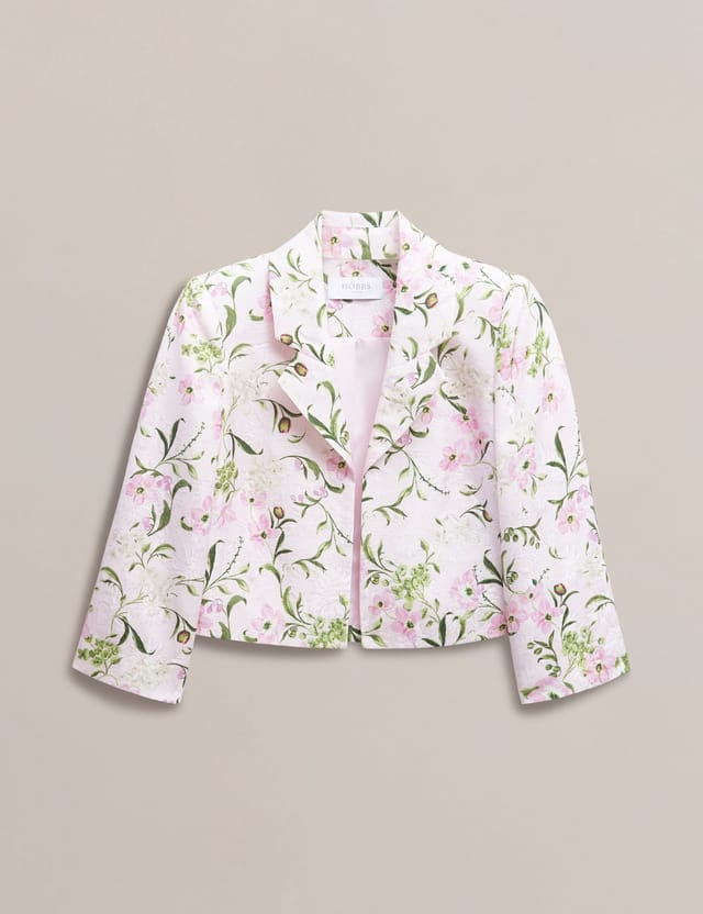 Hobbs London Hobbs London Women's Lana Cropped Floral Jacket in Pale Pink - 2