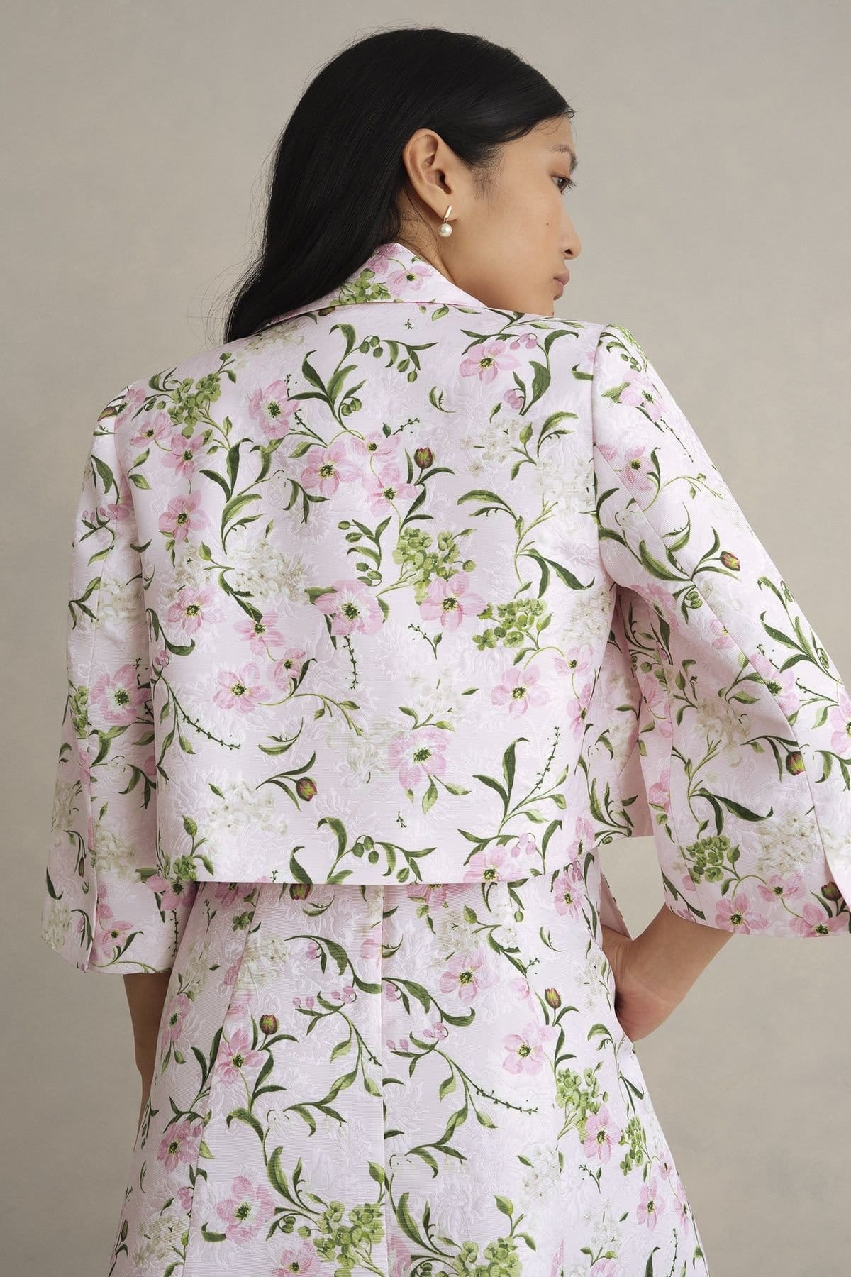 Hobbs London Hobbs London Women's Lana Cropped Floral Jacket in Pale Pink - 4