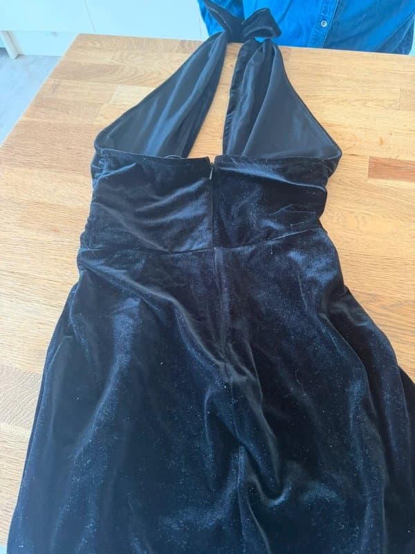 Bershka Velvet backless halterneck dress