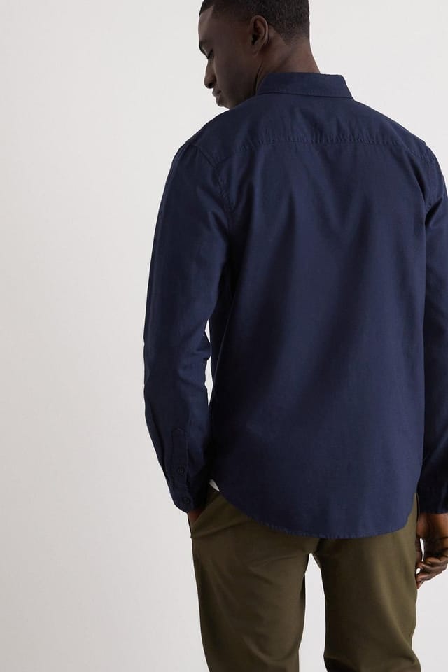 Burton Burton Men's Long Sleeve Chest Pocket Oxford Shirt in Navy - 3