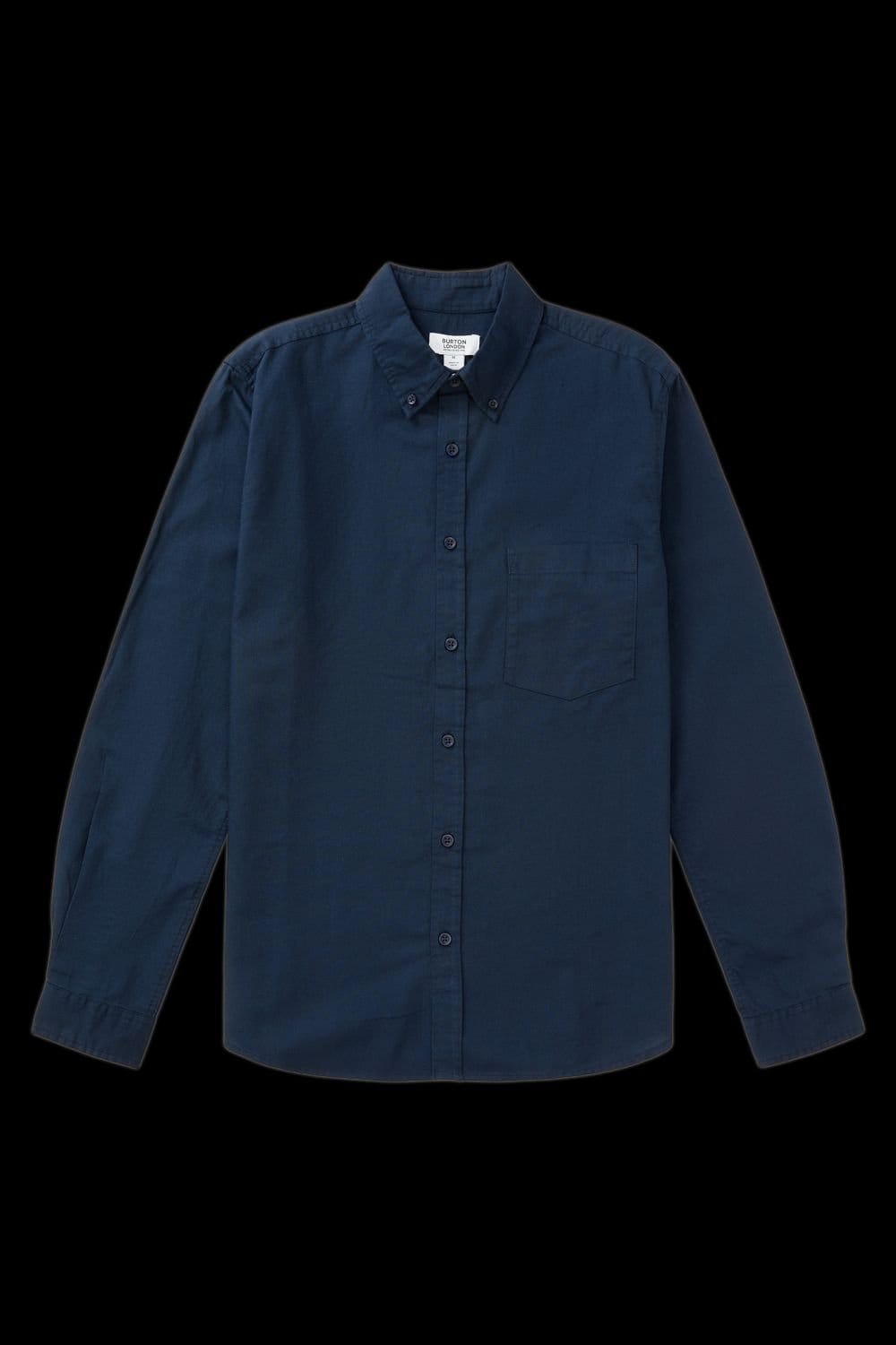 Burton Burton Men's Long Sleeve Chest Pocket Oxford Shirt in Navy - 4