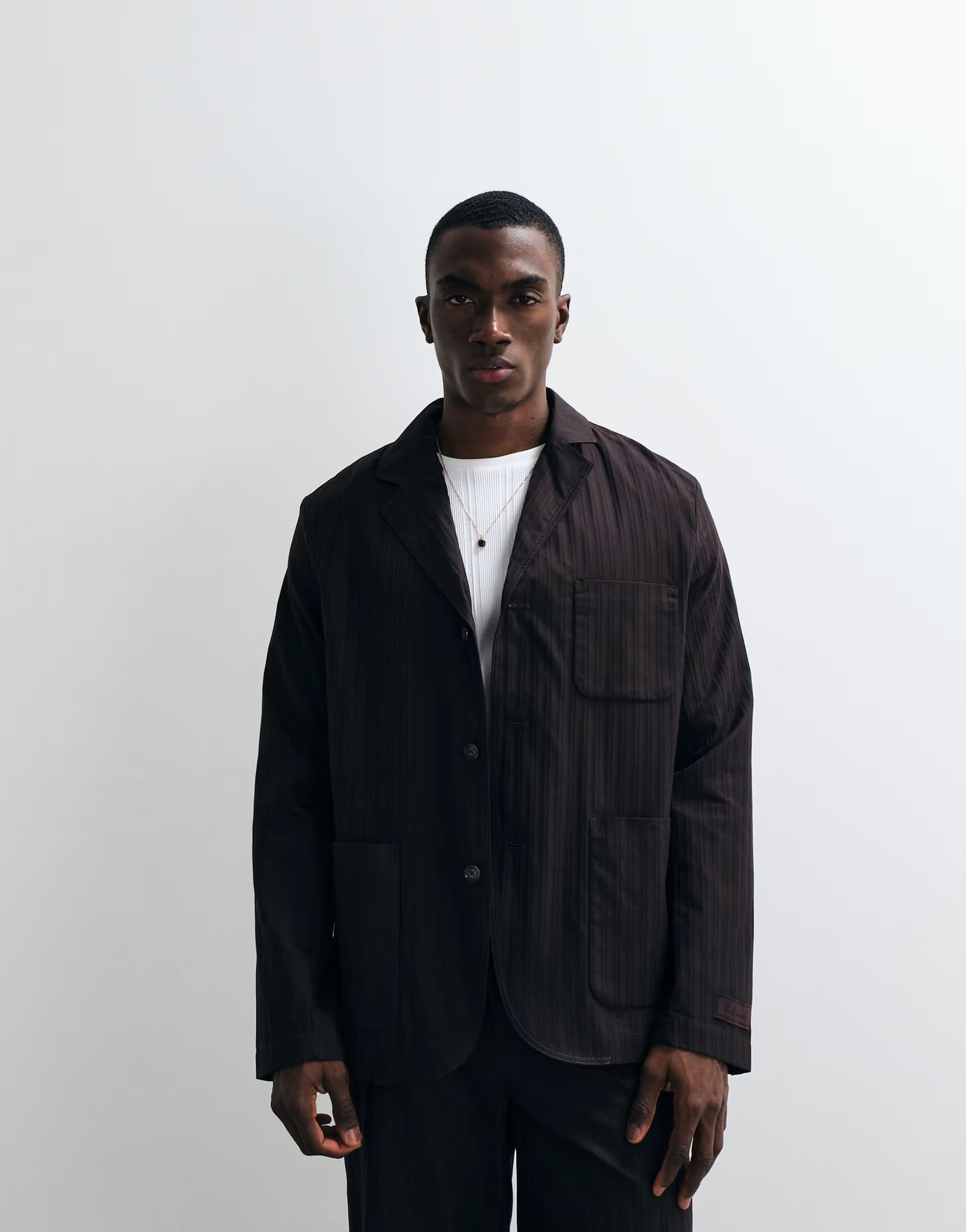 ASOS Lacoste co-ord plisse blazer jacket in brown