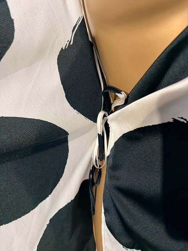 New Look New Look black and white wrap around satin feel dress UK 10