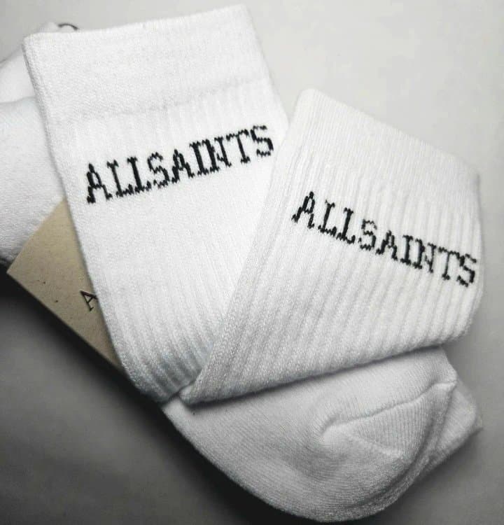 AllSaints Allsaints Mens Underground Socks. RRP £28. 3x Pairs. White Cotton Sport Socks