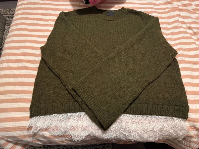 ASOS ASOS Green knit with lace illusion size L