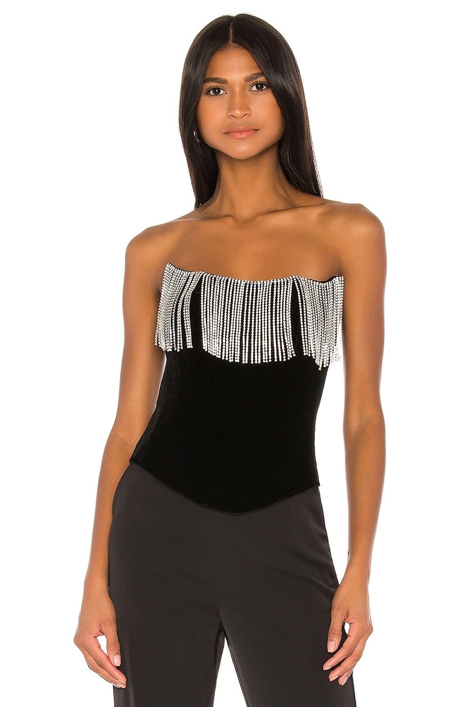 Revolve Maddalena Black Velvet Corset