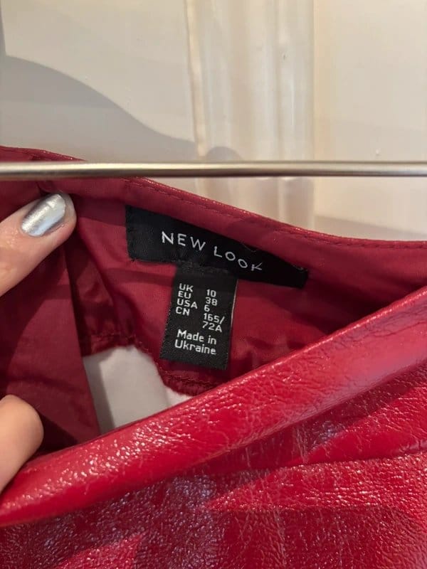 New Look New Look Red Vegan Leather Mini Skirt - 1