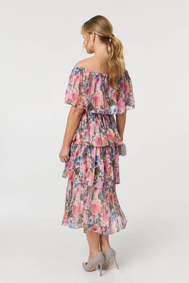 Izabel London Izabel London Women's Floral Layered Tiered Maxi Dress in Pink - 3