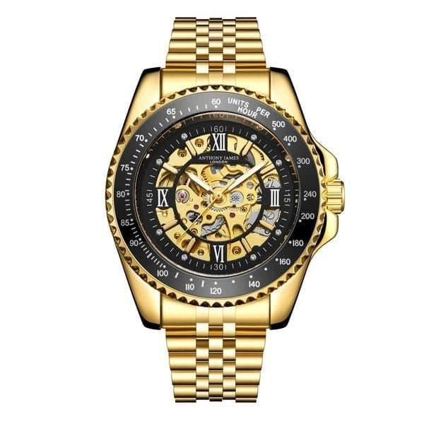 Anthony James Anthony James Men's Hand Assembled Limited Edition Tachymeter Sports Automatic in Gold