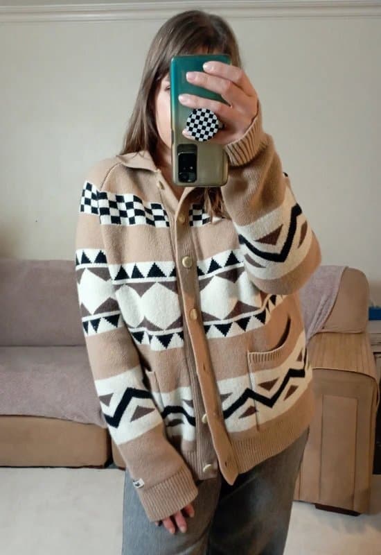 Levis Levi's | Sand beige brown wool blend cardigan jumper oversized UK 8-10 new condition retail £110