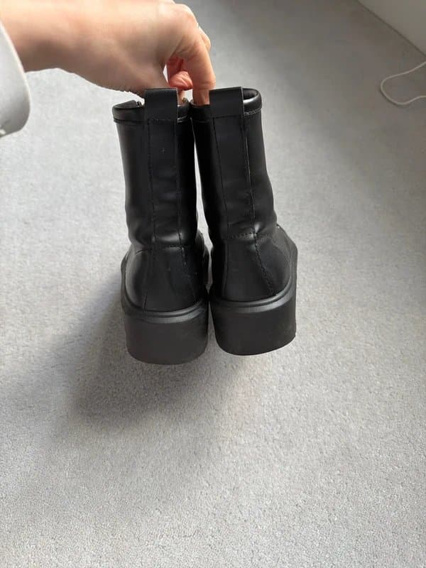 Topshop Topshop black faux leather zip up biker boots