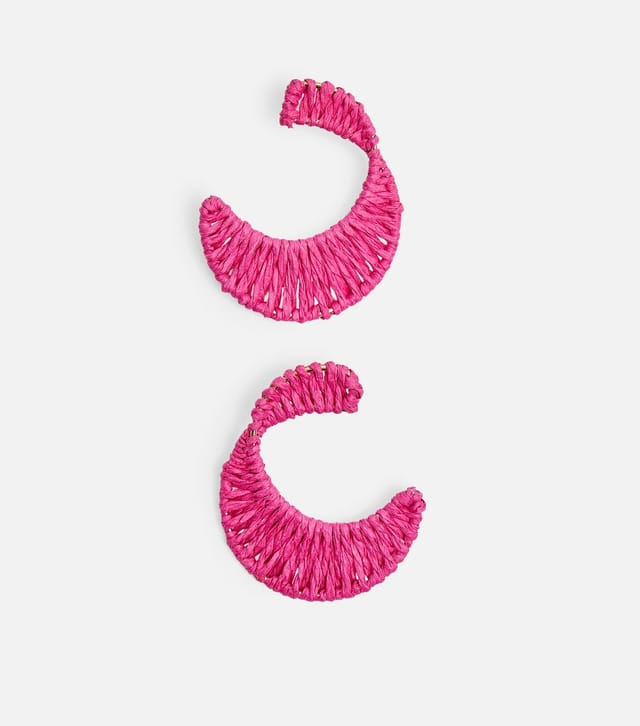 Public Desire Dark Pink Woven Half Hoop Earrings Public Desire New Look - 2