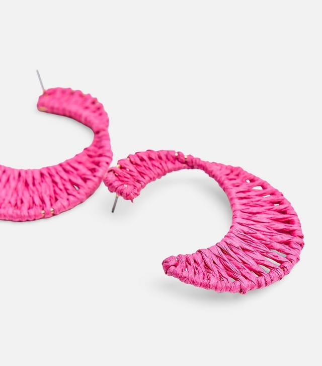 Public Desire Dark Pink Woven Half Hoop Earrings Public Desire New Look - 3