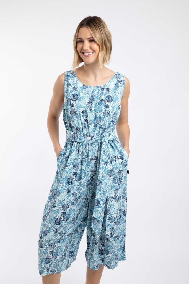 Weird Fish Weird Fish Women's Nalani Printed Viscose Jumpsuit in Light Blue - 3