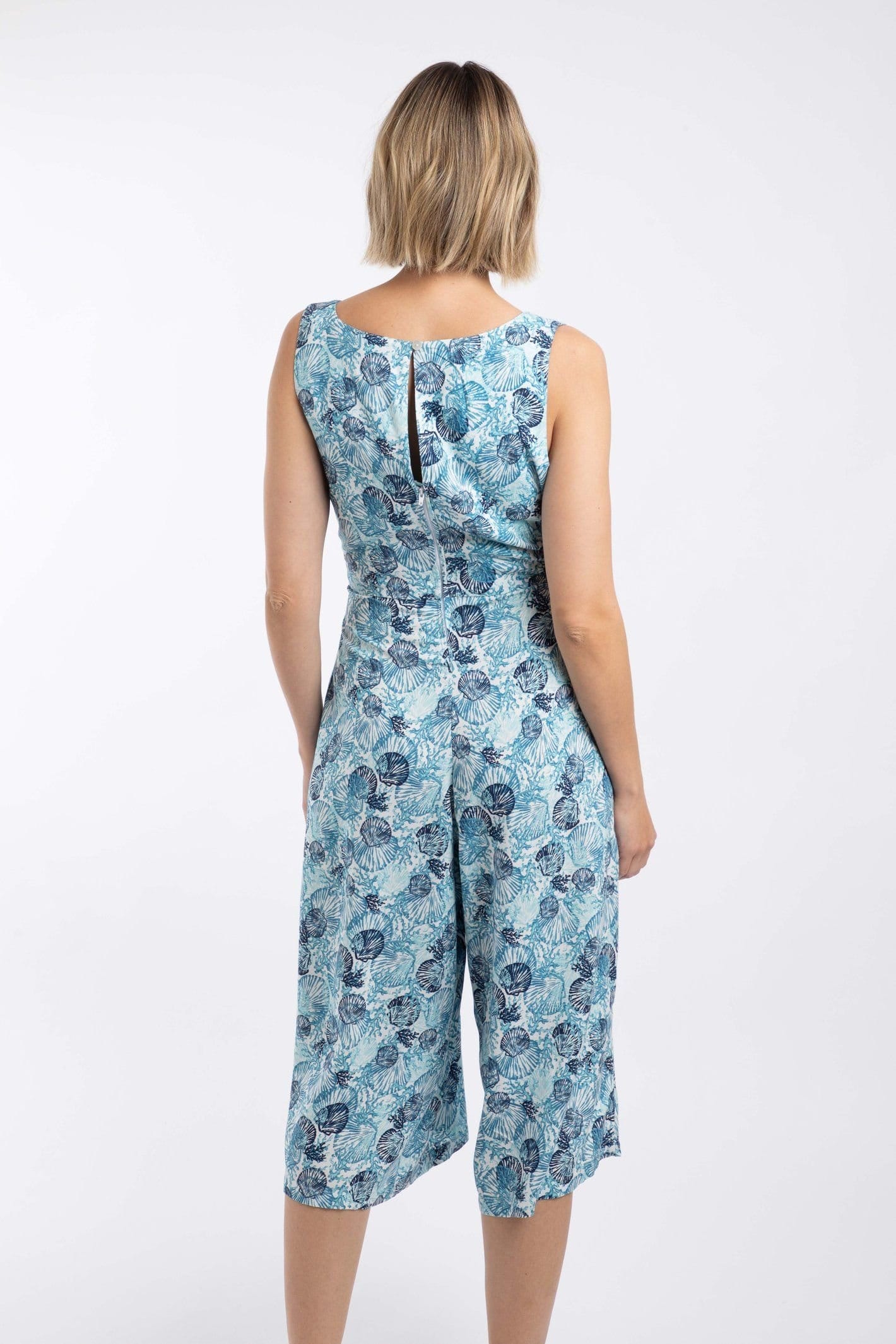 Weird Fish Weird Fish Women's Nalani Printed Viscose Jumpsuit in Light Blue - 4