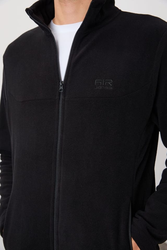 Tommy Life Tommy Life Men's Plush Zip-Front Sweatshirt in Black - 2