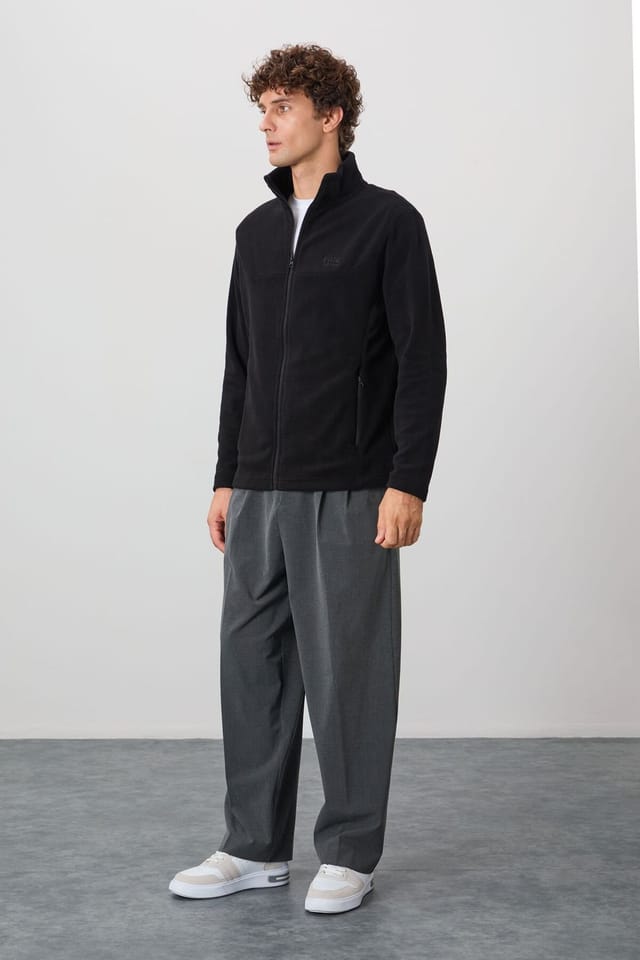 Tommy Life Tommy Life Men's Plush Zip-Front Sweatshirt in Black - 3