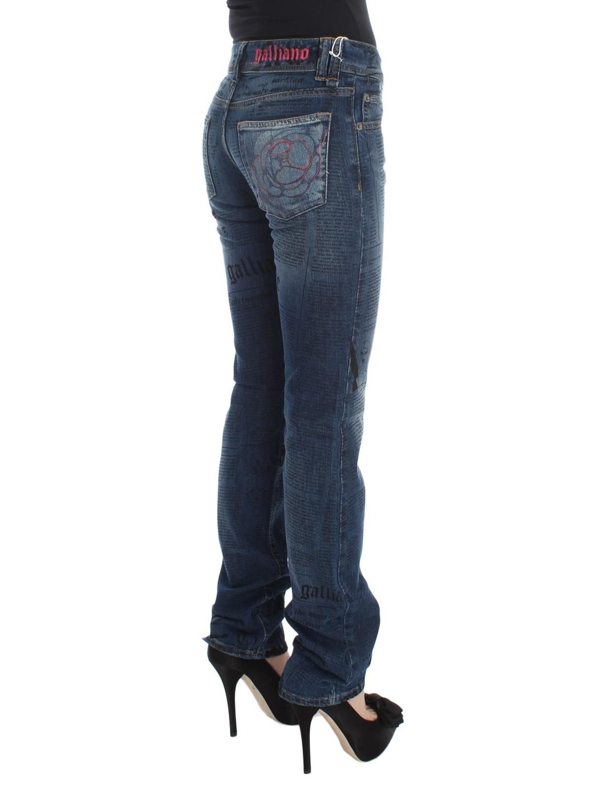 John Galliano John Galliano Women's Blue Wash Cotton Blend Slim Fit Bootcut Jeans - 3