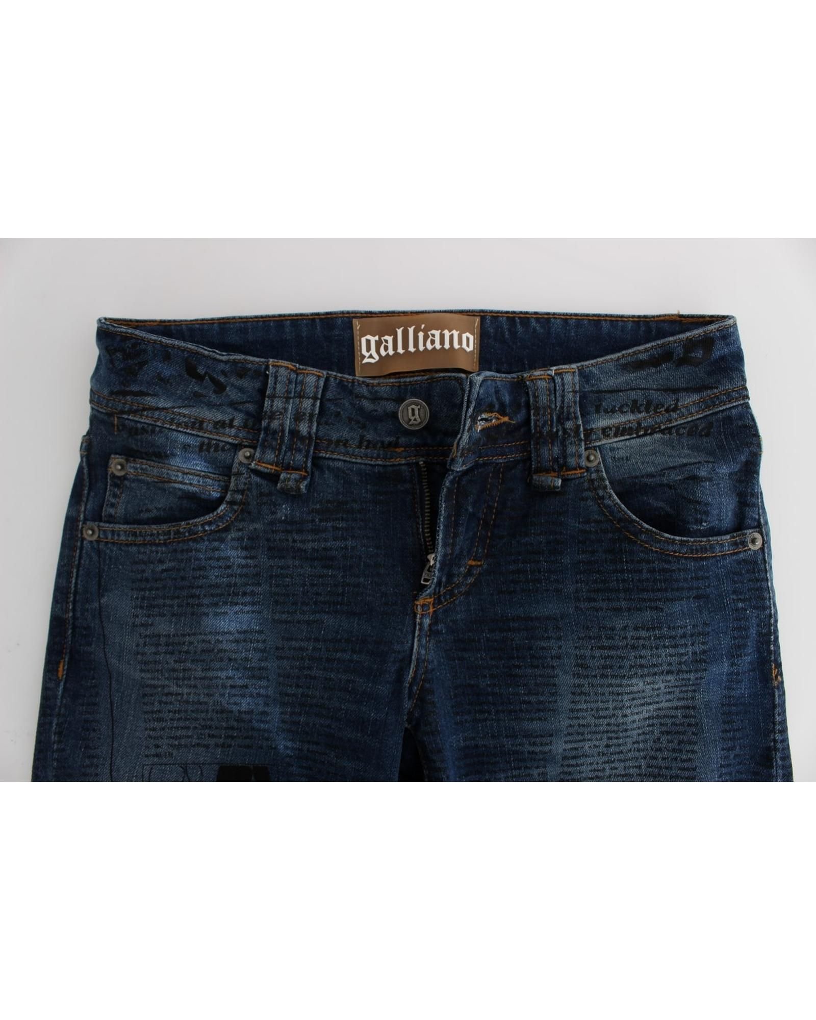 John Galliano John Galliano Women's Blue Wash Cotton Blend Slim Fit Bootcut Jeans - 4