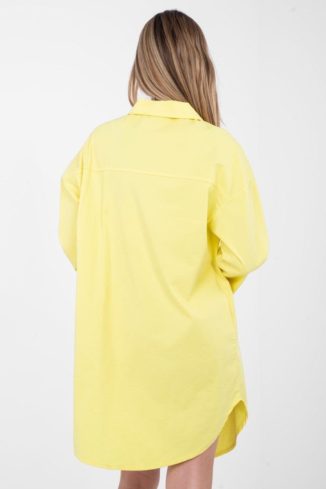 Love Lace Love Lace Women's Cotton Elastane Shirt Dress with Pockets Style 223799 in Yellow - 4