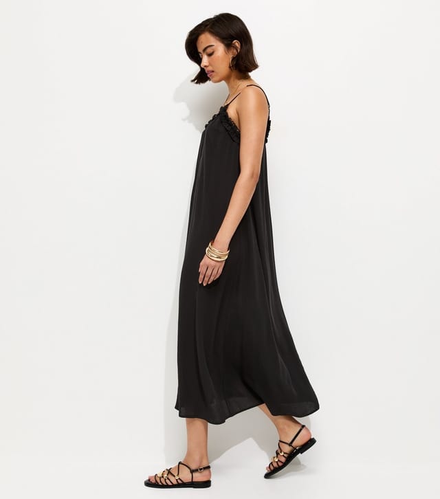 New Look Women's Black Frilly Trim Strappy Midi Dress New Look - 3