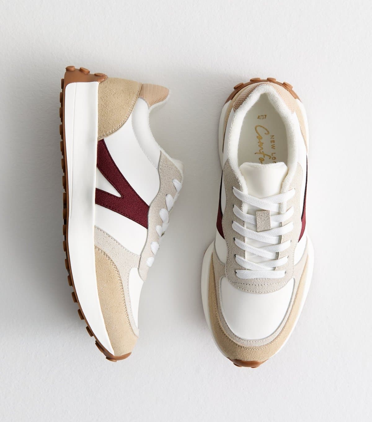 New Look New Look White Faux Suede Panelled Trainers