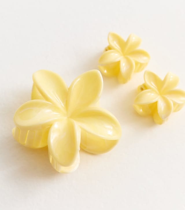New Look Pack Of 3 Yellow Tropical Flower Hair Clips New Look - 3