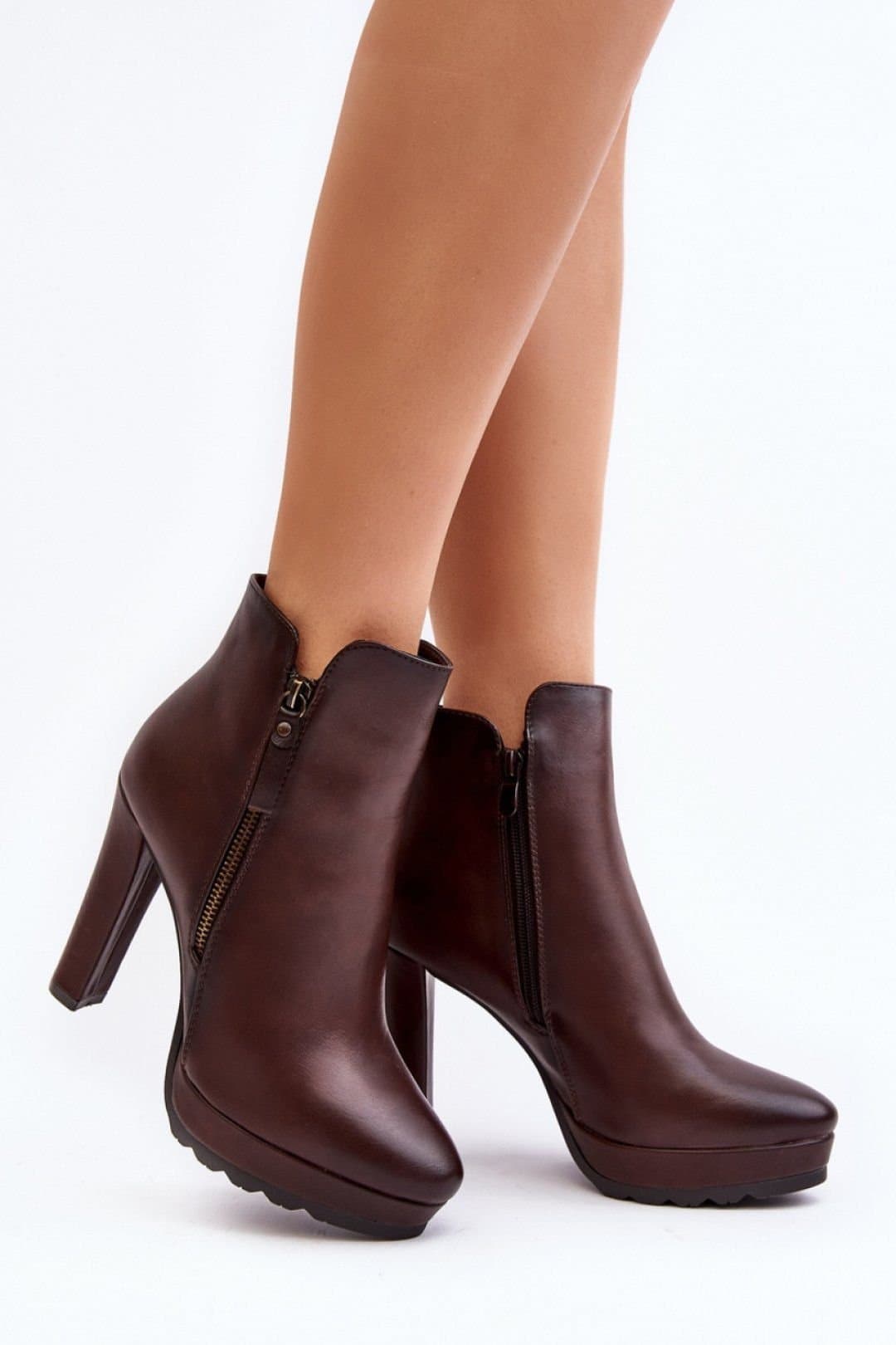 Love Lace Love Lace Brown Leather Stiletto Heel Ankle Boots