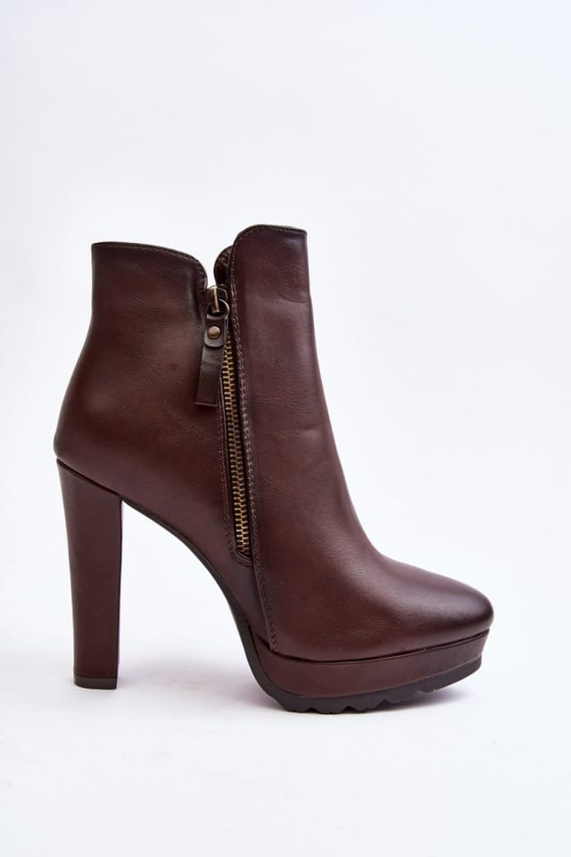 Love Lace Love Lace Women's Heel Boot Platform Stiletto Insulated Almond Toe Ankle in Brown - 3