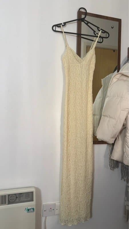 Bershka Bershka Yellow Lace Strap Midi Dress