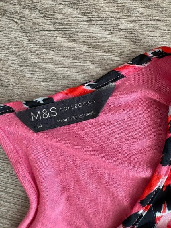 Marks & Spencer M&S Collection Pink Animal Print Blouse UK 14 | 3/4 Sleeve Keyhole Top Leopard Print