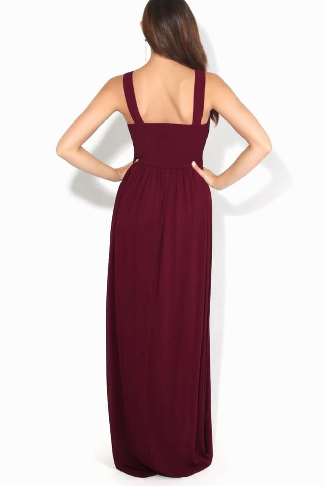 KRISP KRISP Women's Diamante Neck Chiffon Maxi Dress in Red - 3